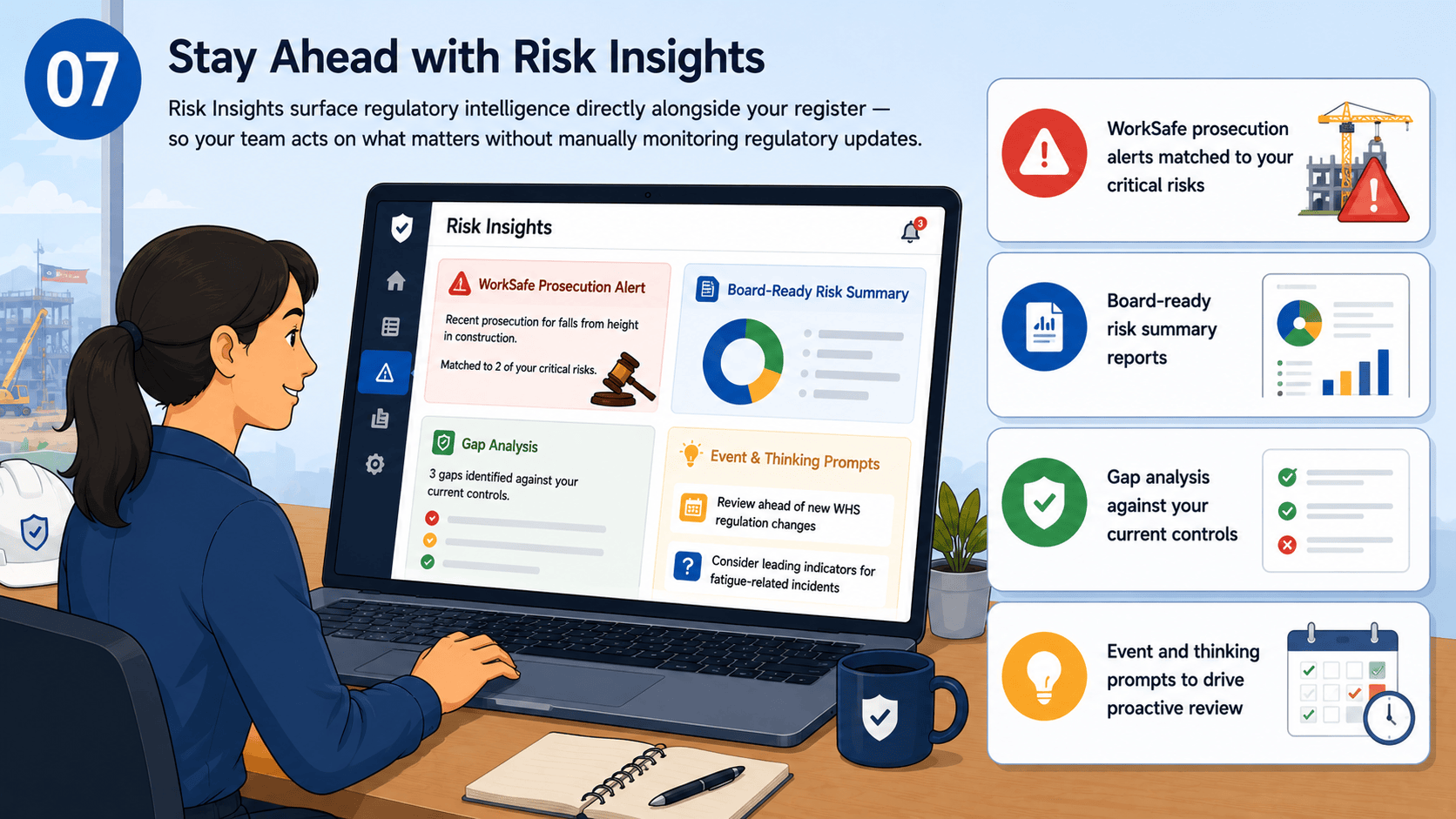 Risk3y screenshot: AI querying the NZ and Australian WorkSafe prosecution database for a specific industry and offence type